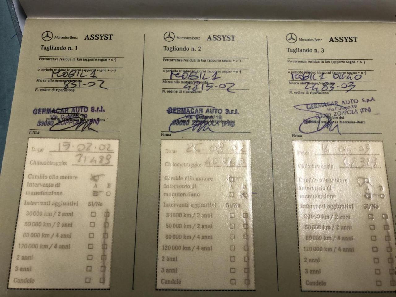 Mercedes-benz CL 500 cat fatture tagliandi mercedes