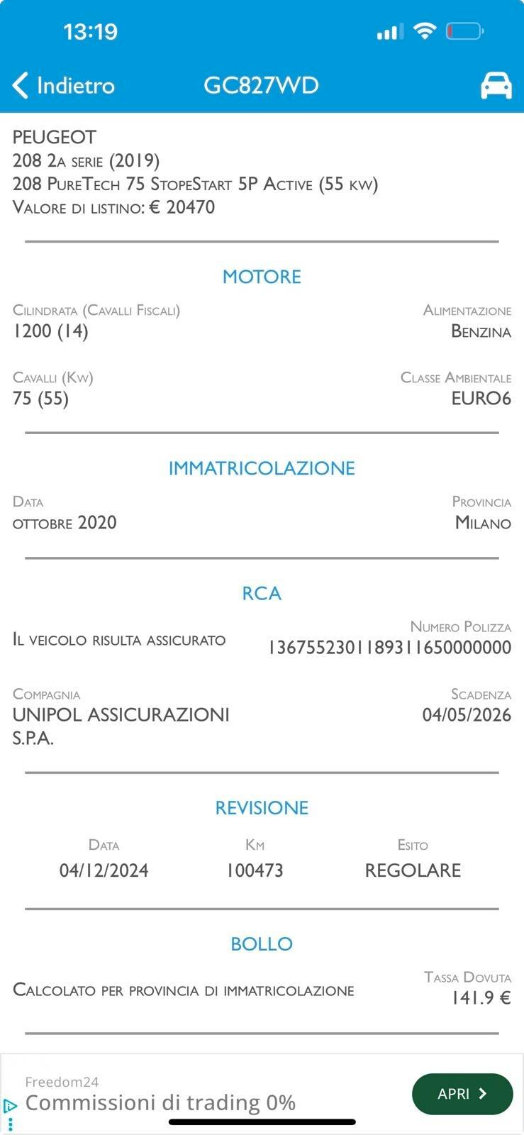 Peugeot 208 PureTech 75 Stop&Start 5 porte Active