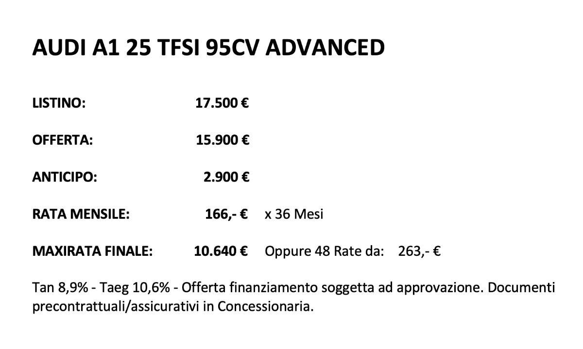 AUDI A1 SPB 25 TFSI Advanced