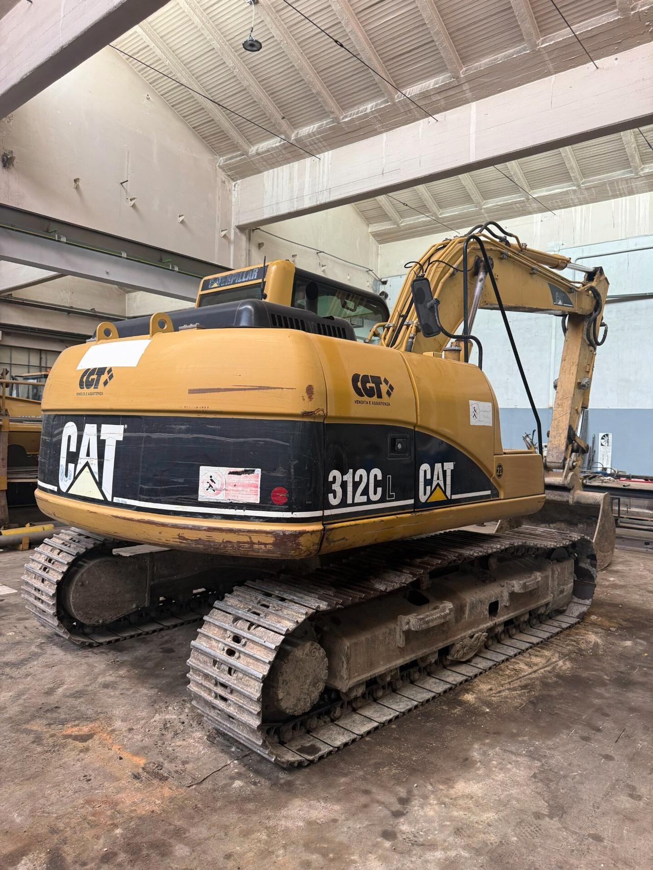 Caterpillar 312C l, att. rapido, 3 benne