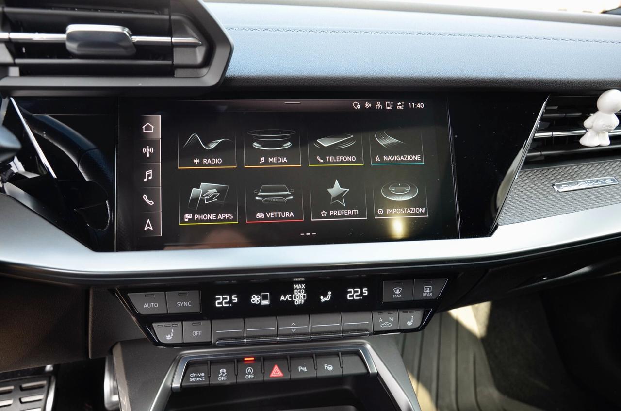 AUDI S3 SPORTBACK 2.0 TFSI QUATTRO 310cv S-TRONIC, FULL OPTIONAL, TETTO, MATRIX, SCARICO, HARMAN & KARDON, SEDILI ELETTRICI, 19", PERMUTE