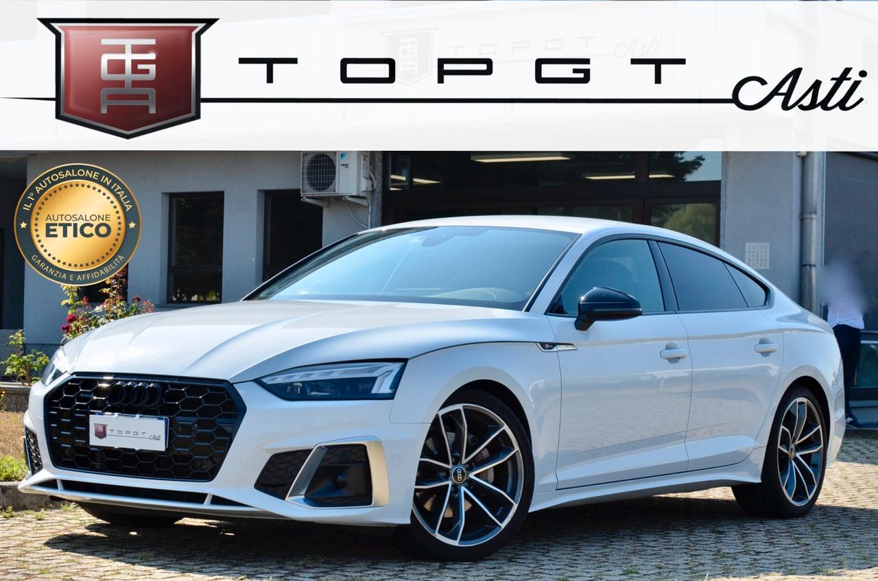 AUDI A5 SPORTBACK 40 2.0 TDI MILD HYBRID S-LINE INT+EXT QUATTRO 204cv S-TRONIC, UFF ITALIANA, EURO 6D, SERVICE AUDI, MATRIX, BLACK PACK, RETROCAMERA, PERMUTE