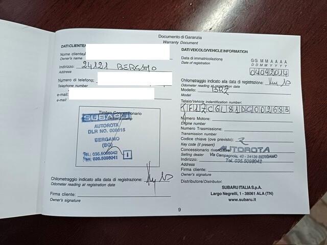 Subaru BRZ 2.0, UNICOPROP., SEMPRE TAGLIANDATA