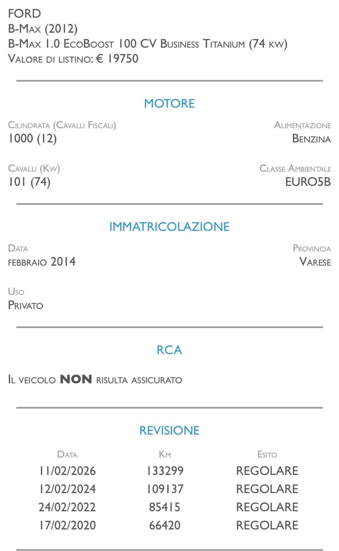 Ford B-Max 1.0 EcoBoost 100 CV Business - UNICO PROPRIETARIO