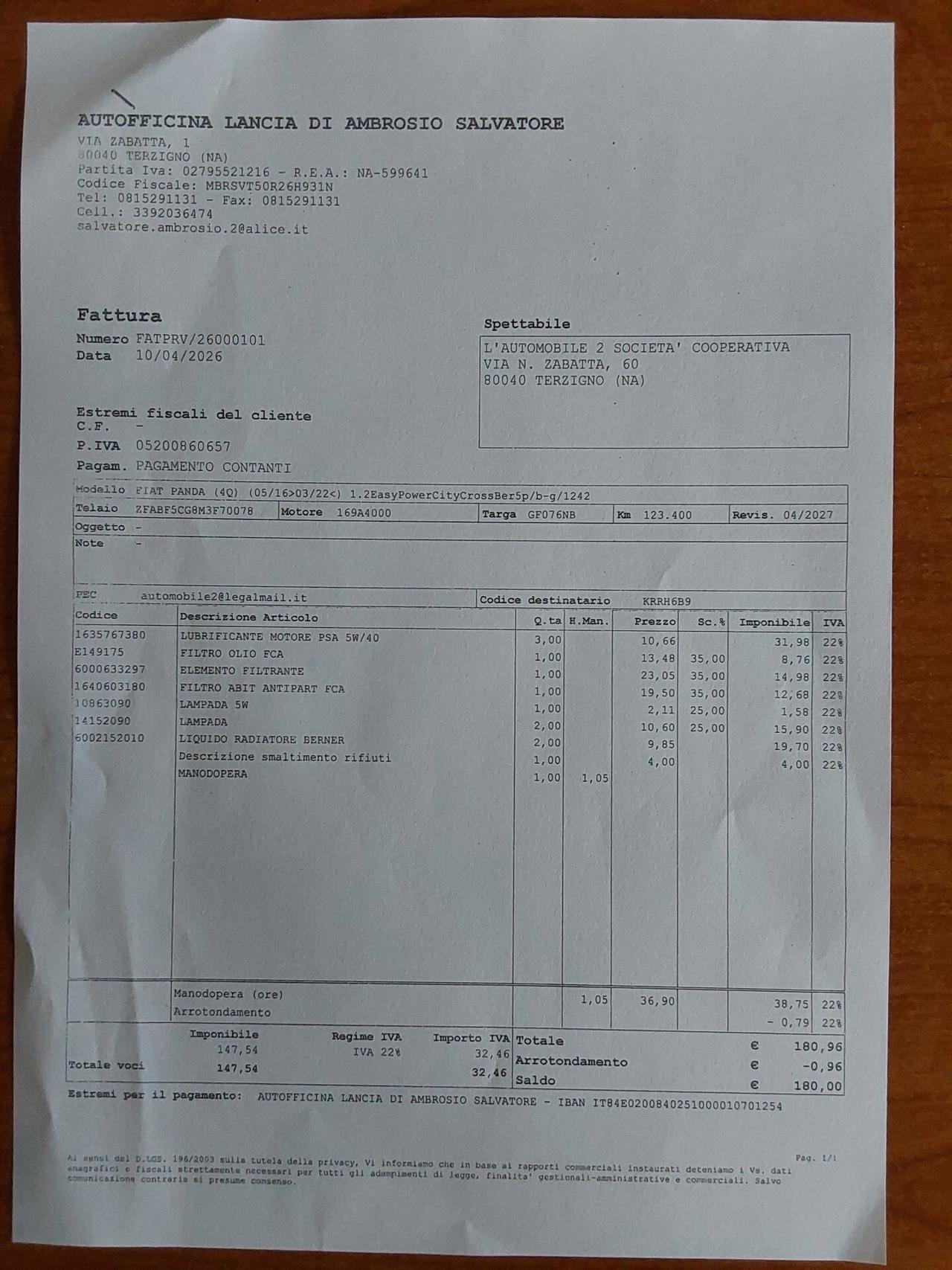 Fiat Panda 1.2 EasyPower City Life (GPL).
