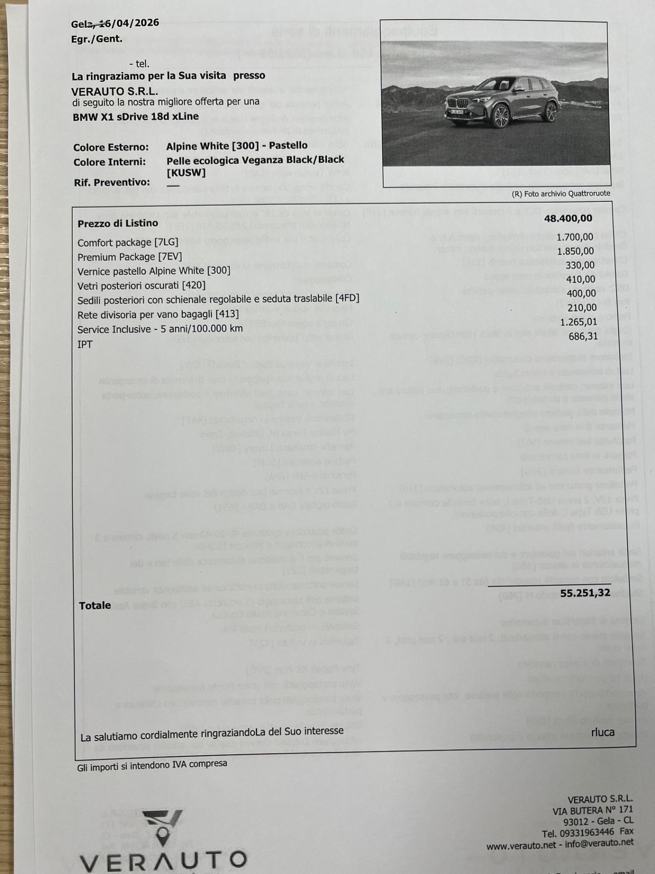 Bmw X1 sDrive 18d xLine possibilità noleggio no scoring