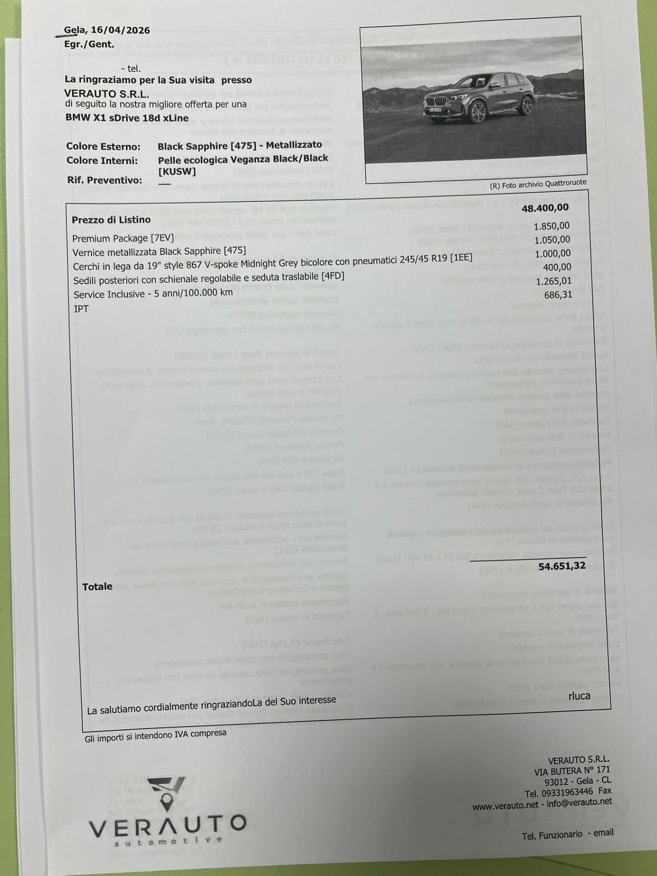 Bmw X1 sDrive 18d xLine possibilità noleggio no scoring