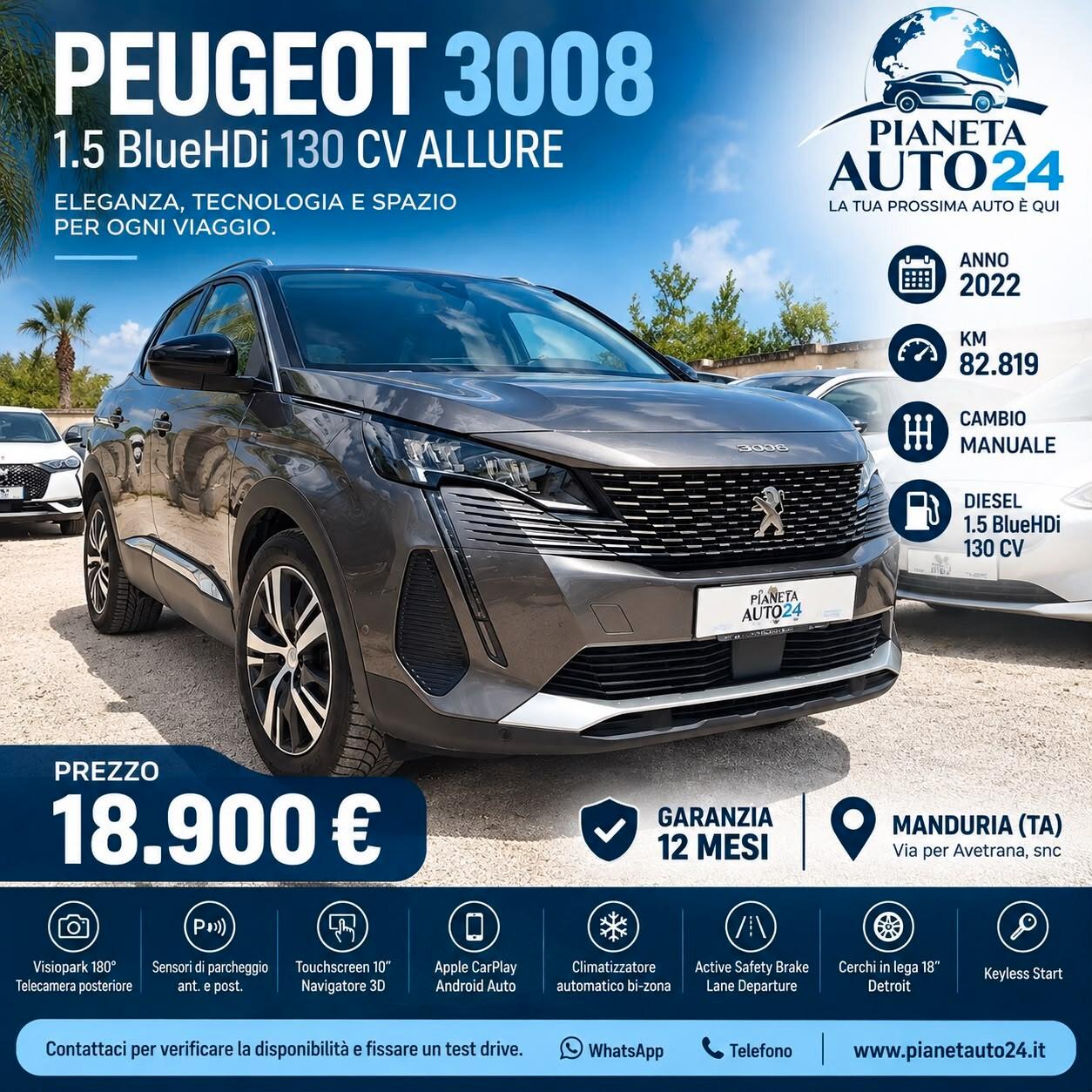 Peugeot 3008 1.5 bluehdi Allure s&s 130cv