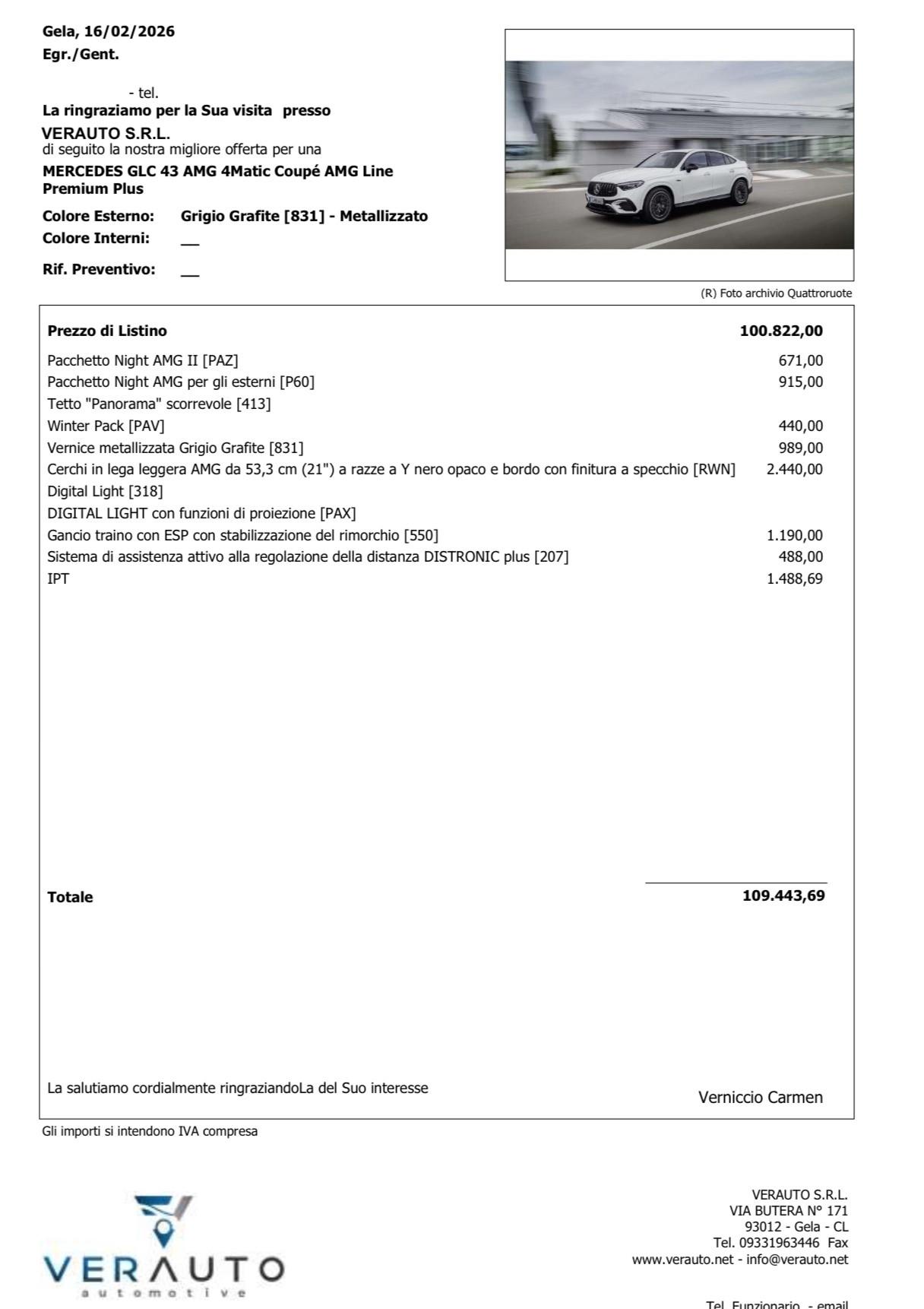 Mercedes-benz GLC 43 AMG 4Matic Coupé AMG Premium Plus possibilità noleggio no scoring