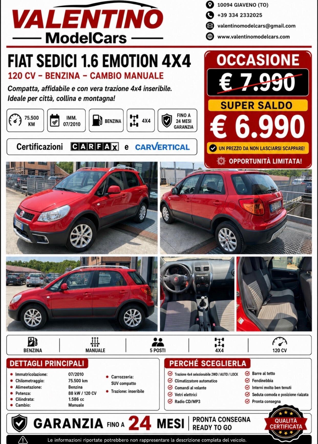 Fiat Sedici 1.6 Benzina 4x4 Emotion (Suzuki SX4)