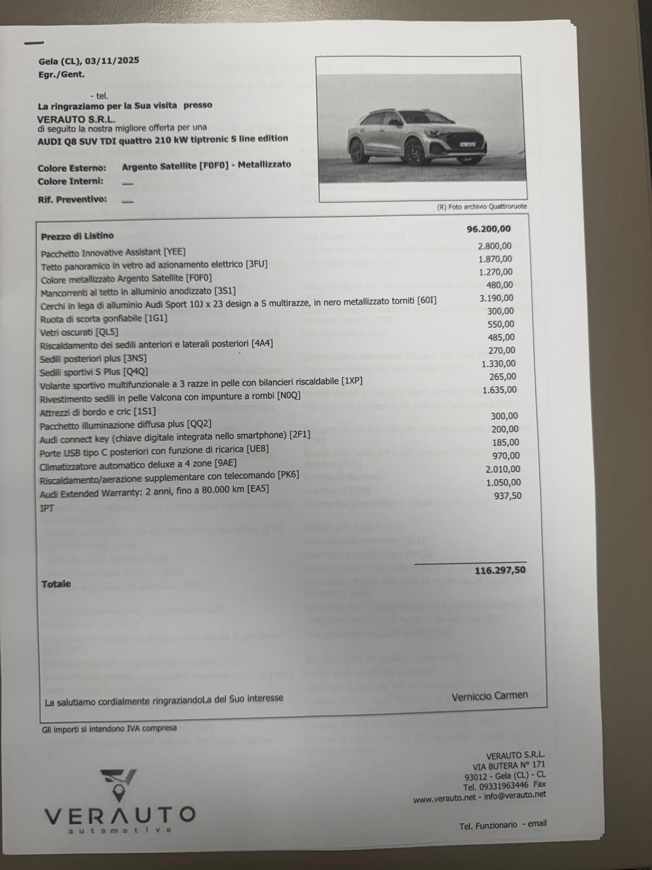 Audi Q8 50 3.0 tdi mhev S line edition possibilità noleggio no scoring