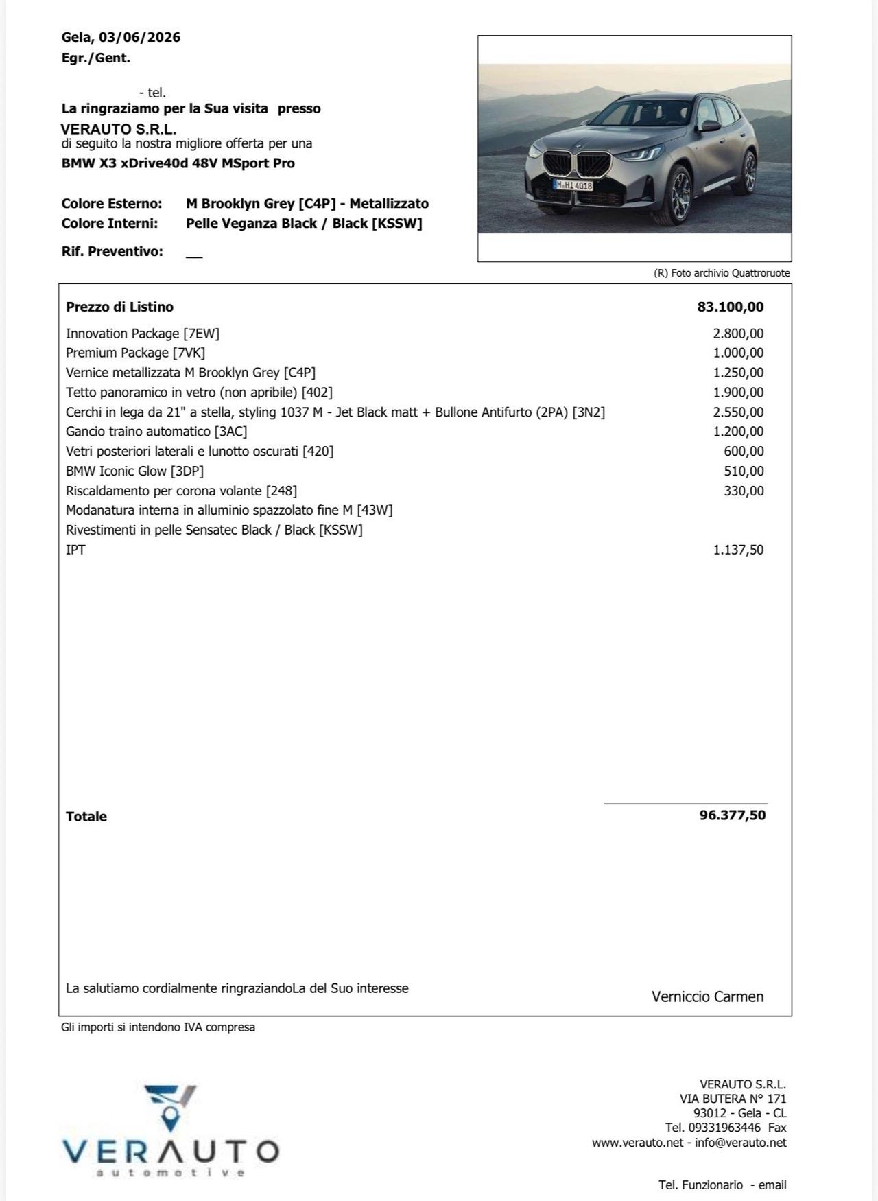 BMW X3 xDrive40d 48V Msport Pro - possibilità noleggio no scoring