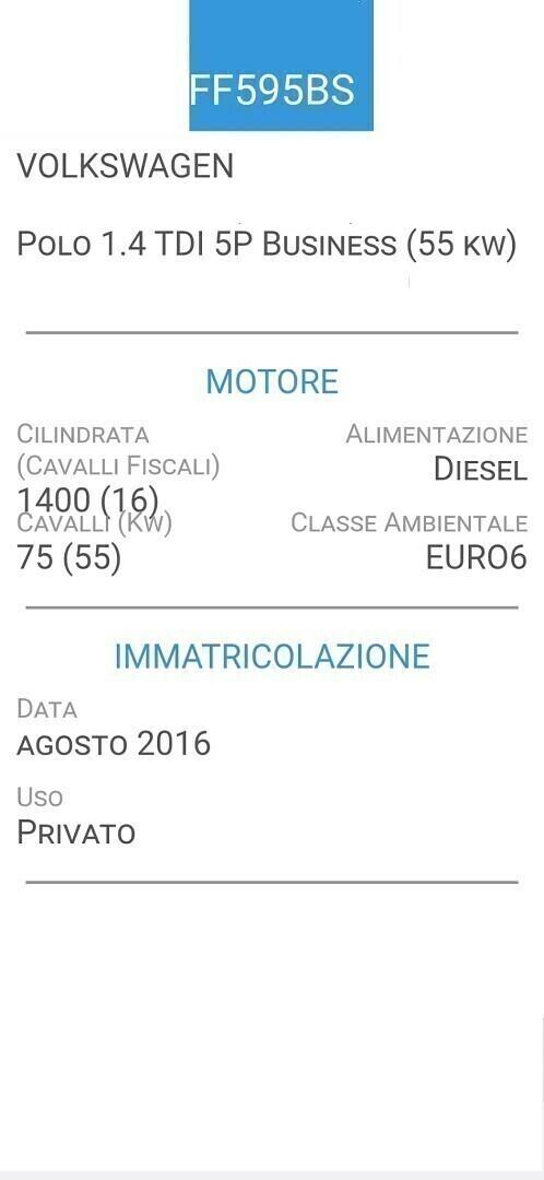 VOLKSWAGEN POLO 1,4 TDI-UNICA PROPRIET-EURO 6