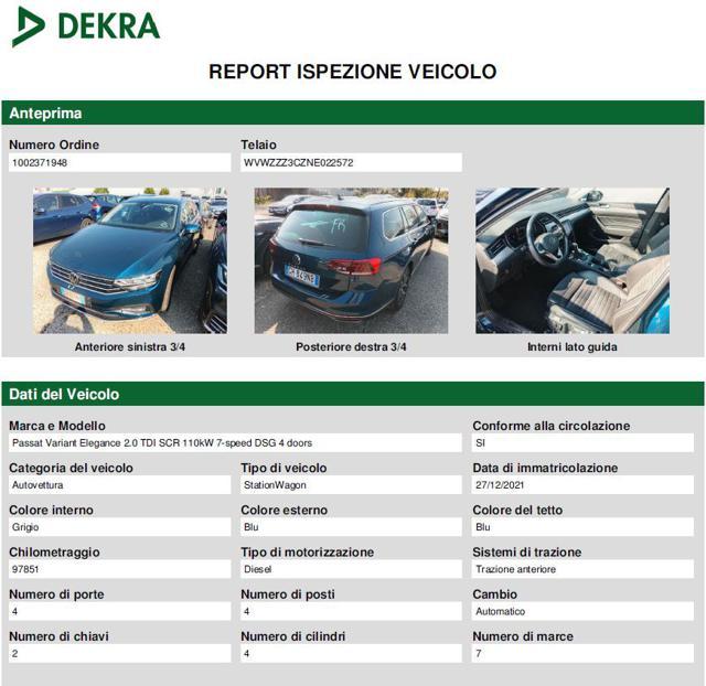 VOLKSWAGEN Passat Variant 2.0 TDI SCR 150 CV DSG Elegance