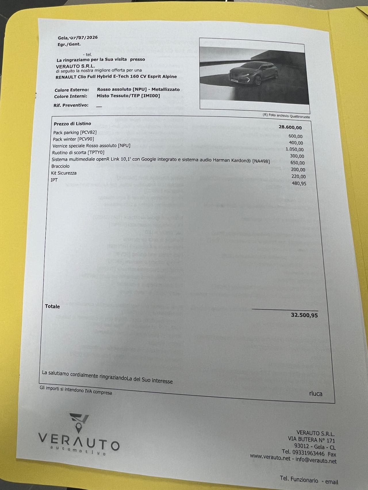 Renault Clio Full Hybrid E-Tech 160 CV 5 porte Esprit Alpine - possibilità noleggio no scoring