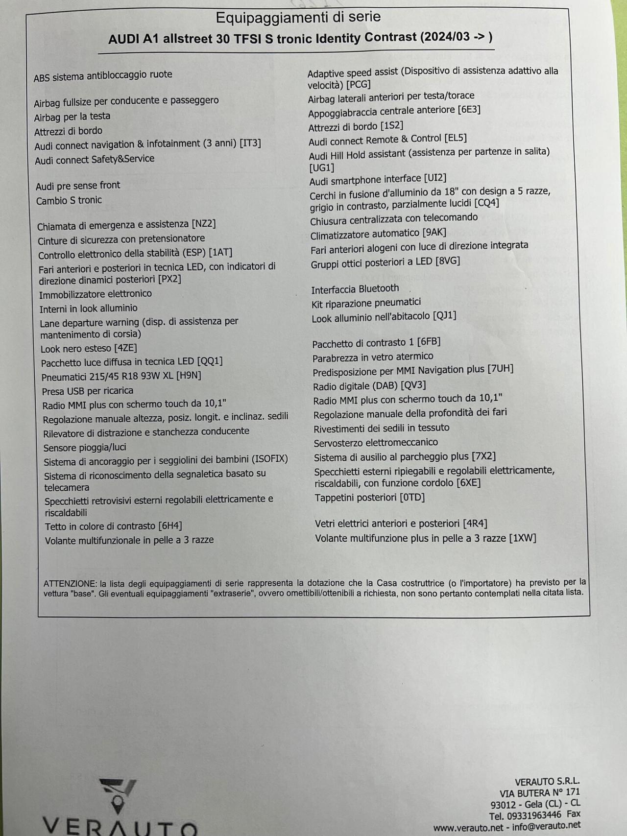Audi A1 allstreet tfsi possibilità noleggio no scoring