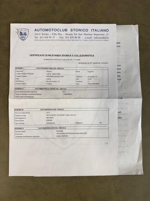 Fiat 124 Coupe Sport 1600 ASI + MOTORE REVISIONATO