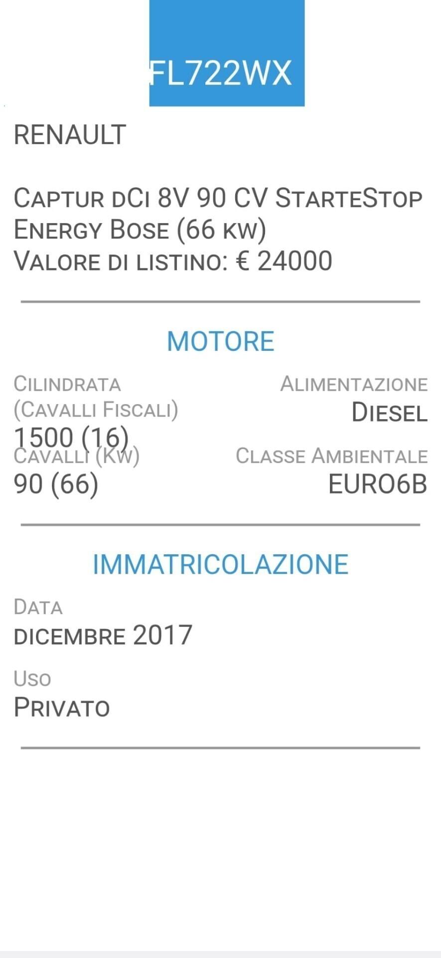 RENAULT CAPTUR 1,5 dCi-UNICO PROP-EURO 6B-2 REVISI