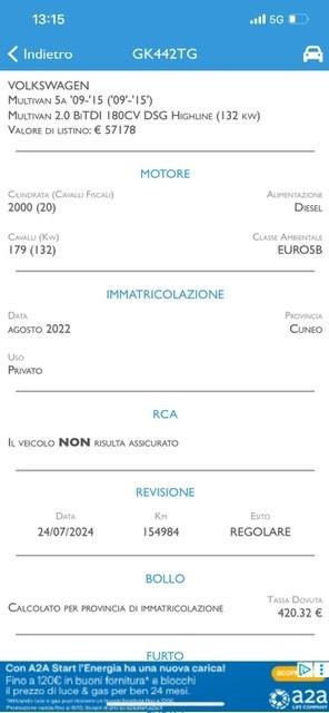 Volkswagen T5 Caravelle Multivan 2.0 BiTDI 180CV DSG Highline