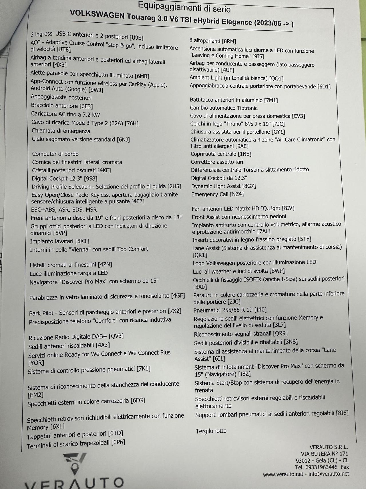 Volkswagen Touareg V6 tsi Elegance possibilità noleggio no scoring