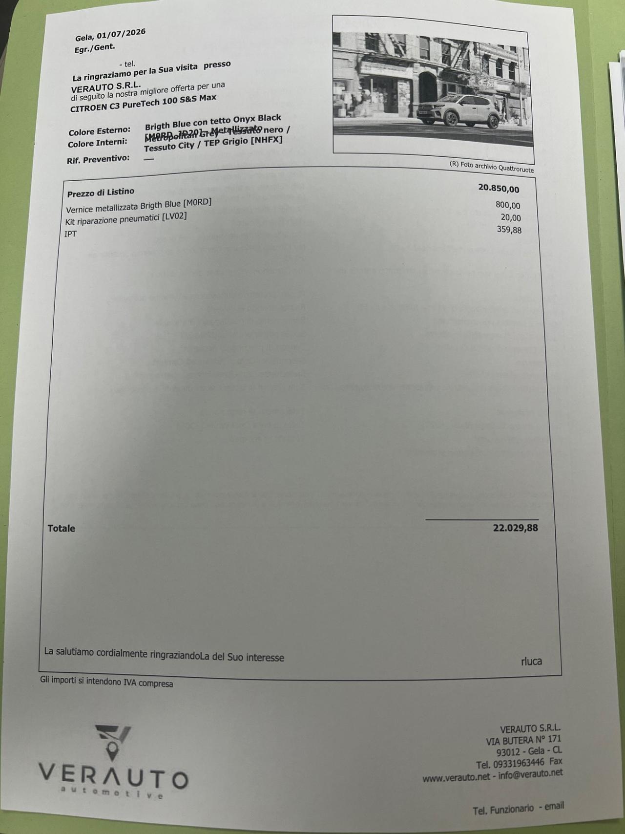 Citroen C3 PureTech 100 S&S Max - possibilità noleggio no scoring