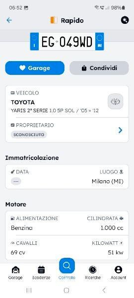 Toyota Yaris 1.0 5P euro5 gomme frizione nuove ok areaB/C