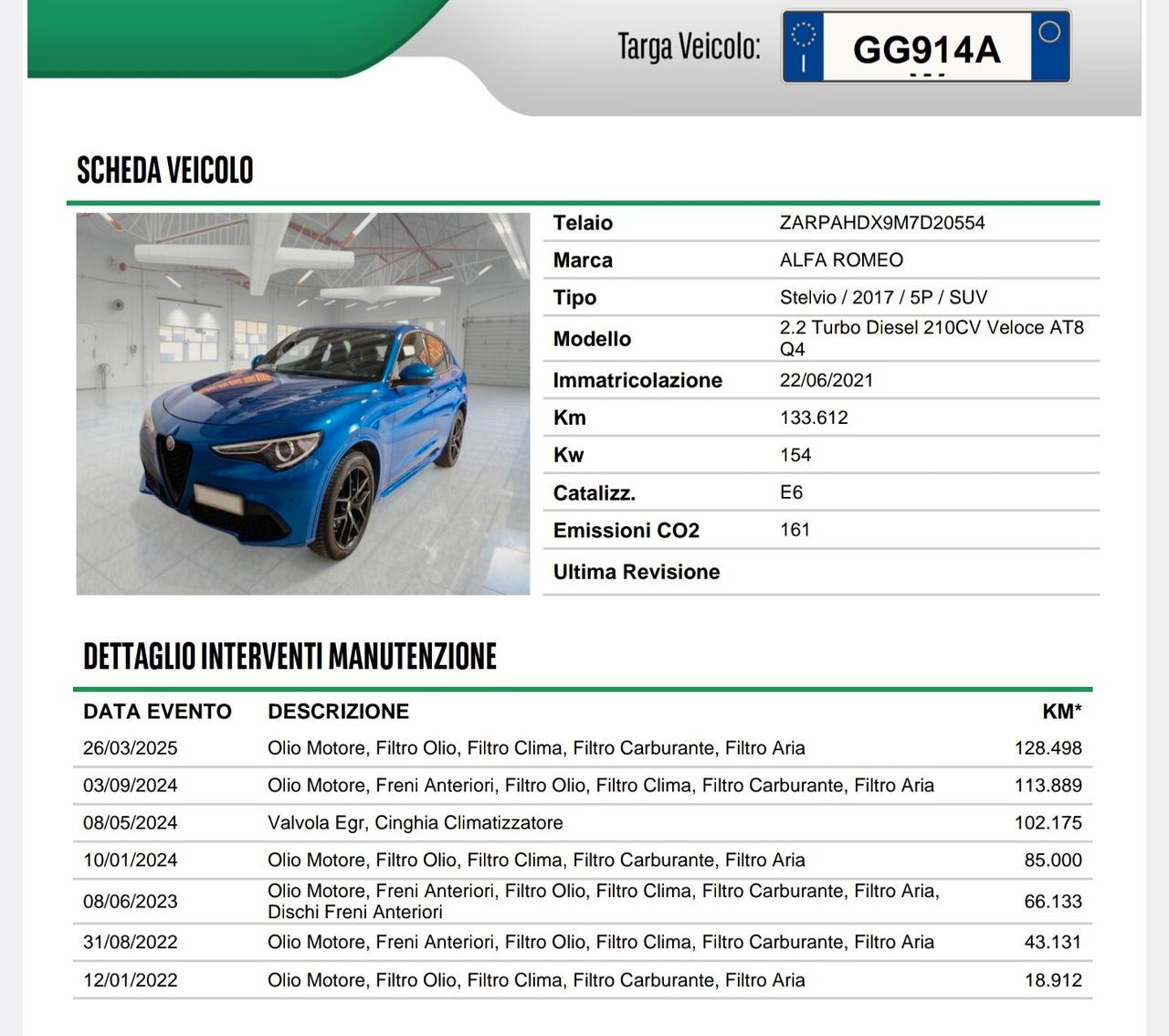 Alfa Romeo Stelvio 2.2 Turbodiesel 210 CV AT8 Q4 Veloce