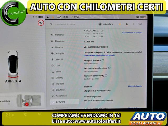 TESLA Model 3 Long Range Dual Motor AWD 2021 AUTOPILOT AVANZATO