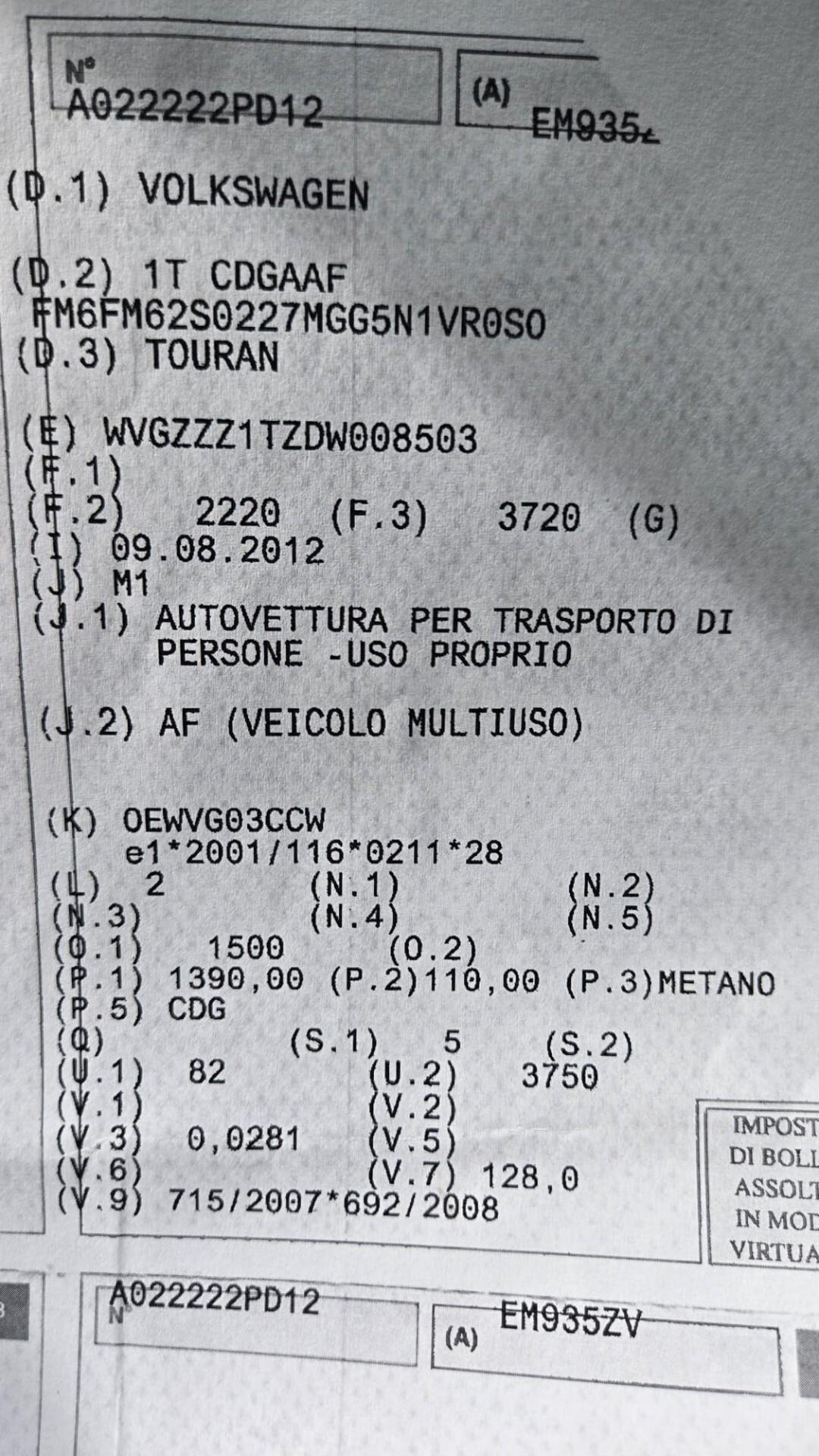 Volkswagen Touran Business 1.4 Comfortline EcoFuel 5Posti