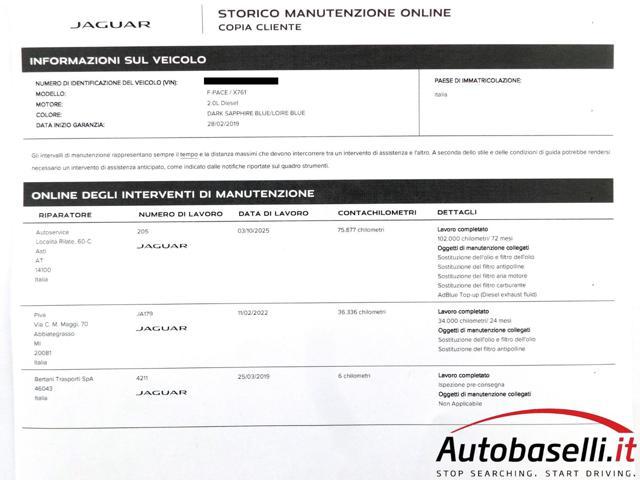 JAGUAR F-Pace 2.0D 180CV AWD AUTOMATICA PRESTIGE 'EURO 6D'