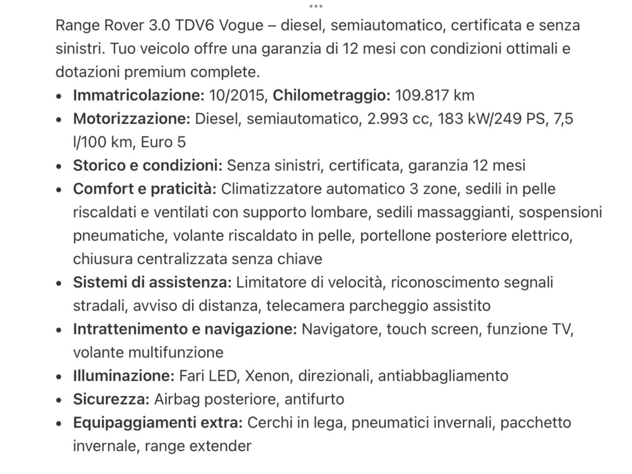 Land Rover Range 3.0 TDV6 Vogue Perfetta