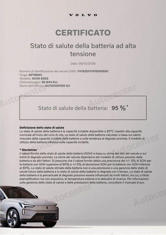 Volvo XC40 XC40 RECHARGE PURE ELETRIC SINGLE MOTOR FWD CORE N1 **AUTOCARRO SENZA GRIGLIA**