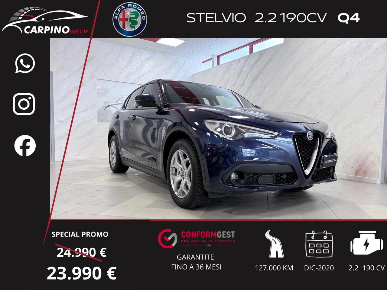 Alfa Romeo Stelvio 2.2 Turbodiesel 190 CV AT8 Q4 Sprint