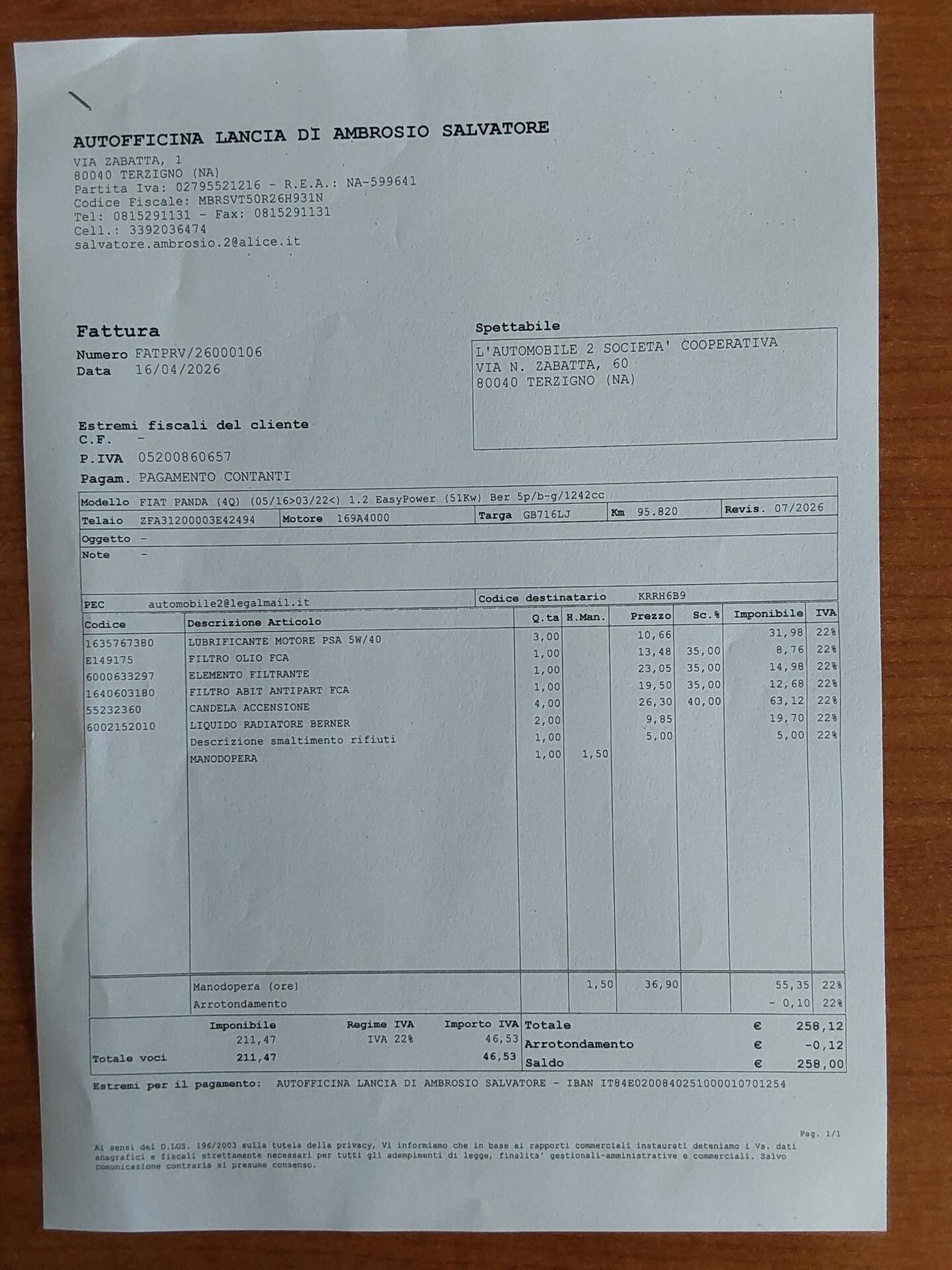 Fiat Panda 1.2 EasyPower Easy (GPL DI SERIE)