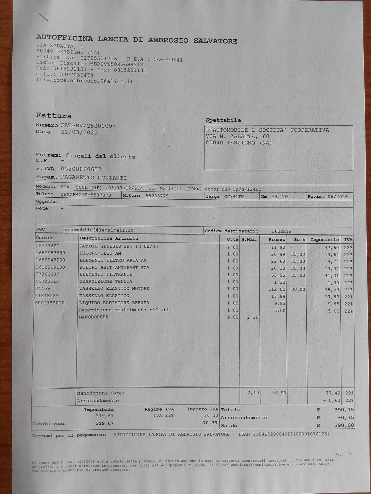 Fiat 500L 1.3 Multijet 95 CV Connect (Bicolore)