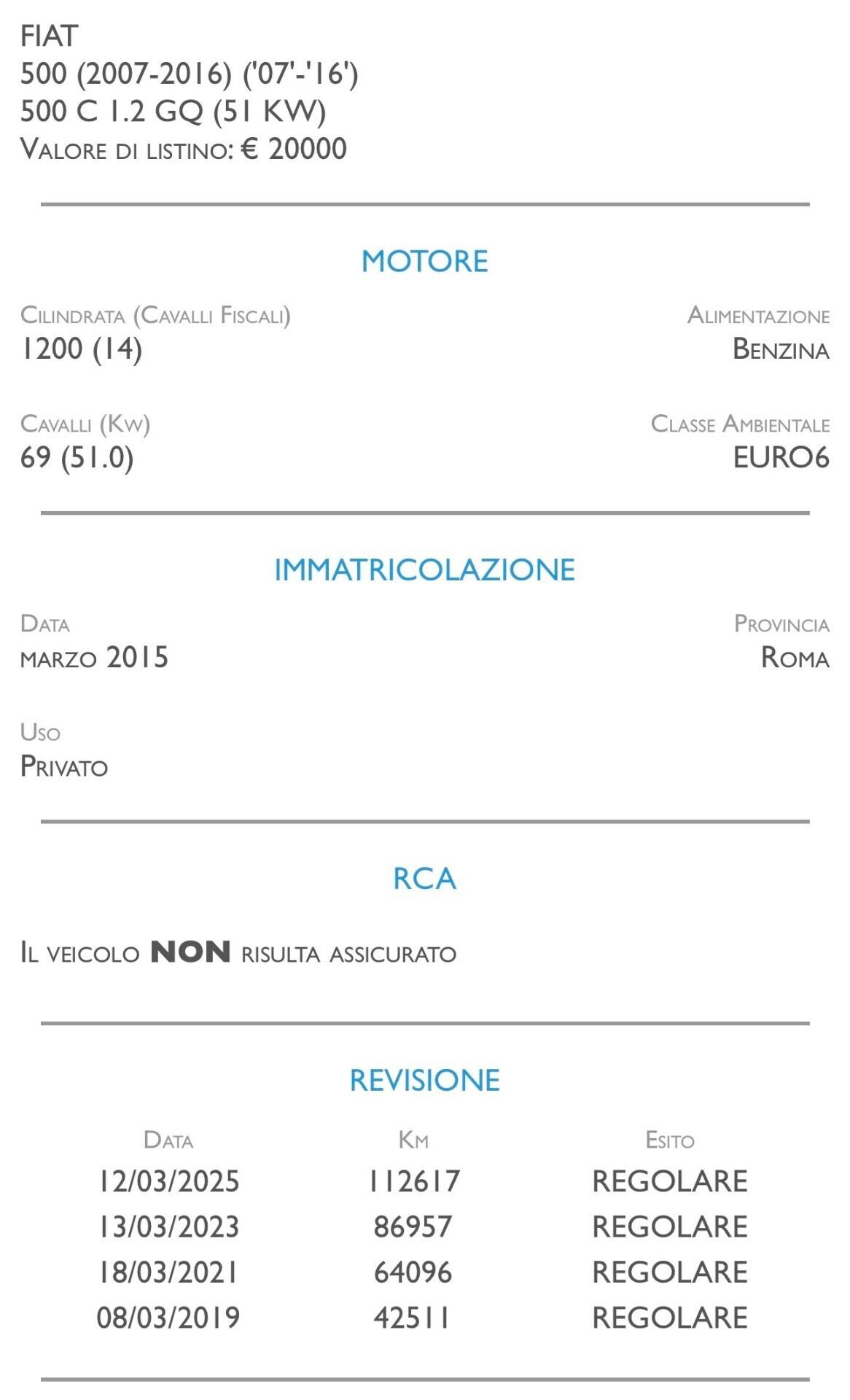 Fiat 500 C 1.2 GQ - UNICO PROPRIETARIO