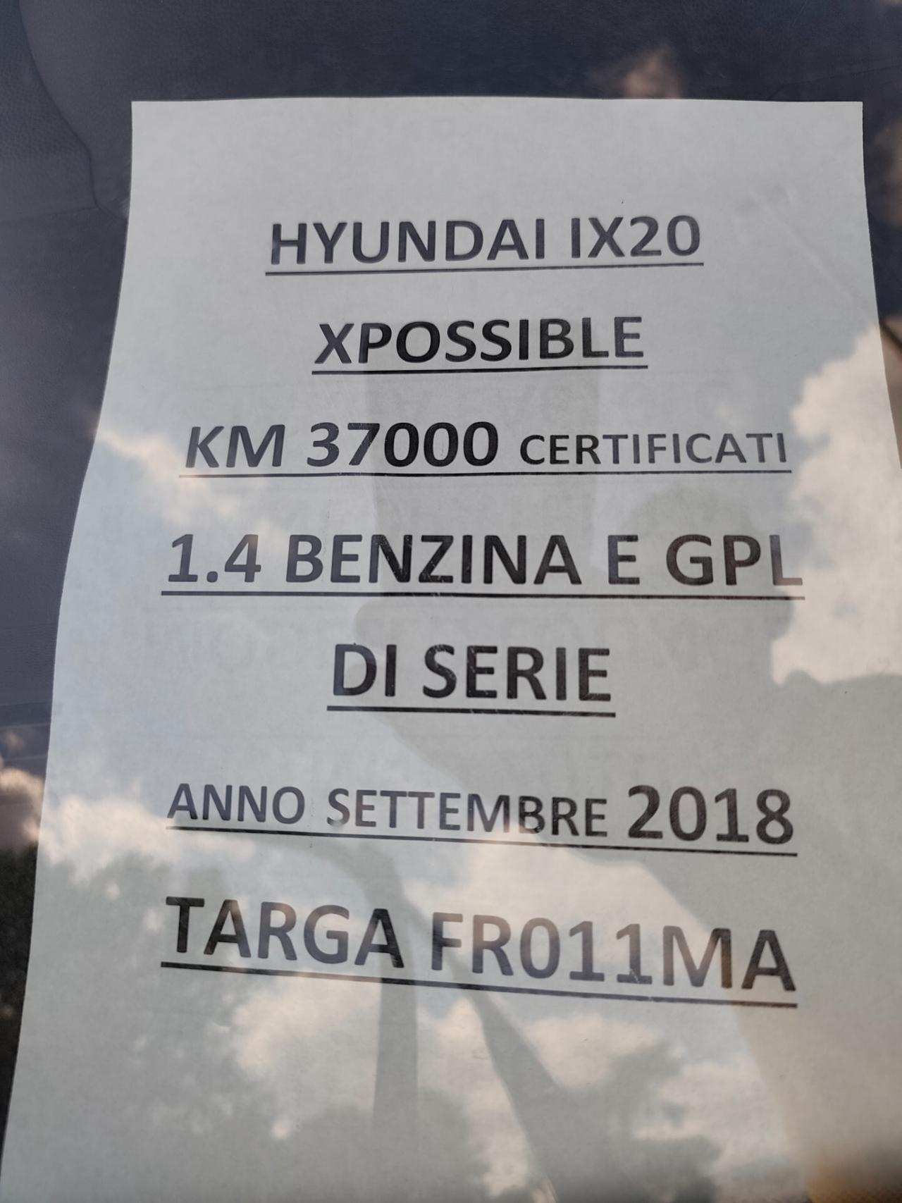 Hyundai iX20 KM 37000 1.4 BENZINA E GPL DI SERIE