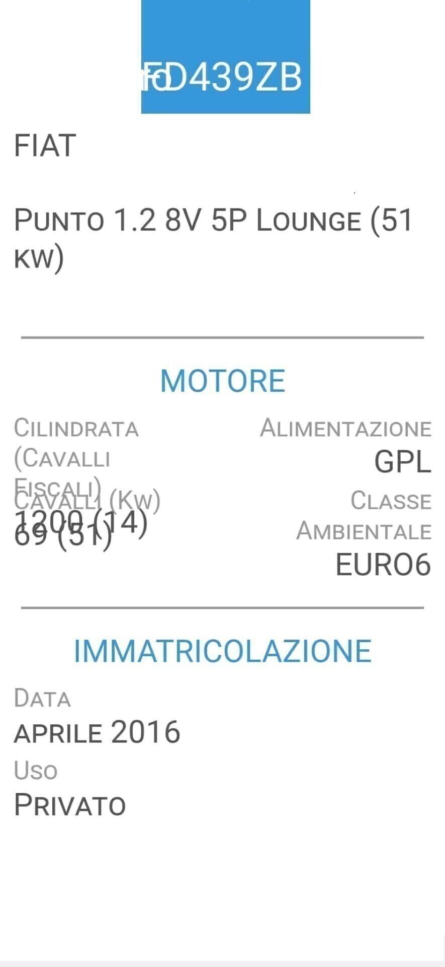 FIAT PUNTO EVO 1,2 GPL-UNICA PROPRIET-3 REVISIONI
