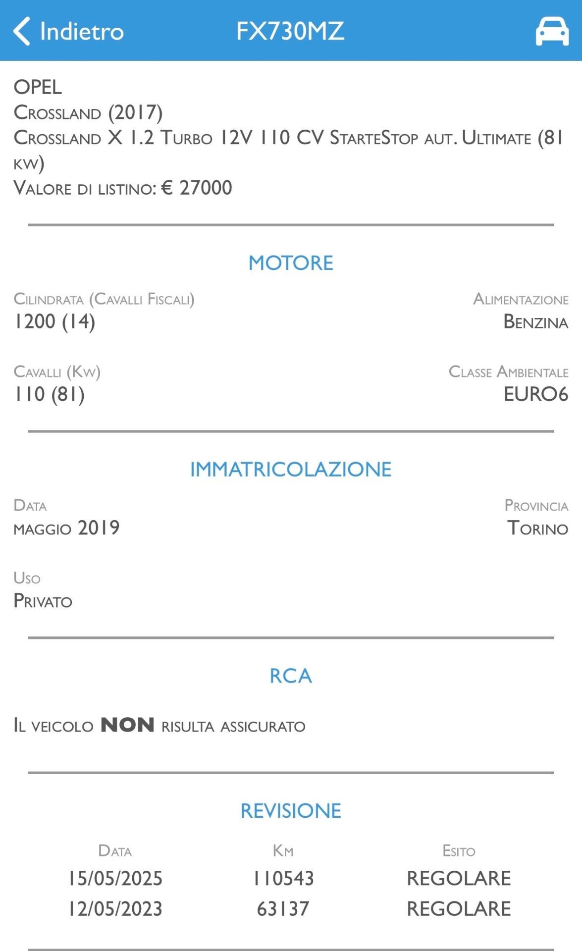 Opel Crossland X 1.2 Turbo 12V 110 CV Start&Stop aut. Ultimate