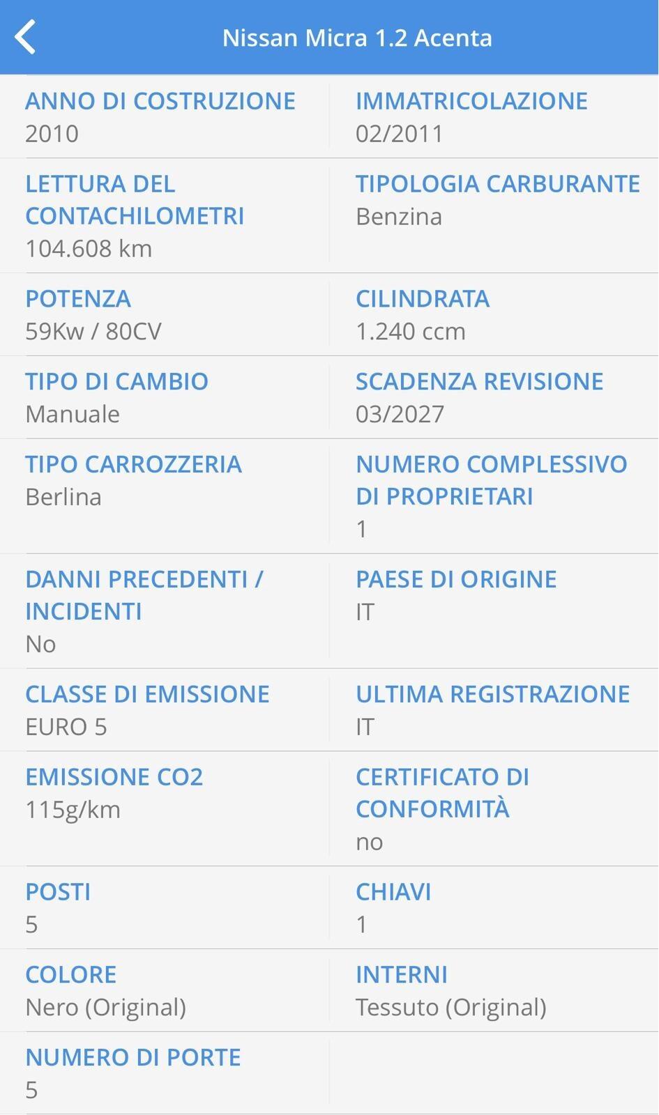 NISSAN MICRA 1.2 80CV UNICO PROP. OK NEOPATENTATI
