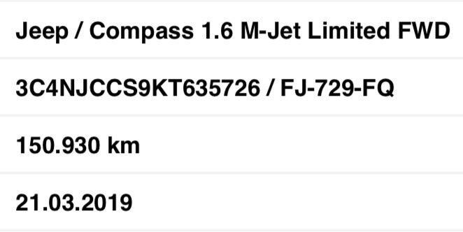 Jeep Compass 1.6MJT TETTO LIMITED