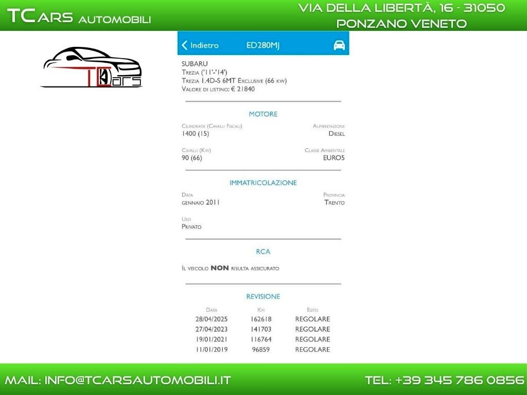 SUBARU TREZIA 1.4d-TETTO PANORAMICO-KM CERTIFICATI
