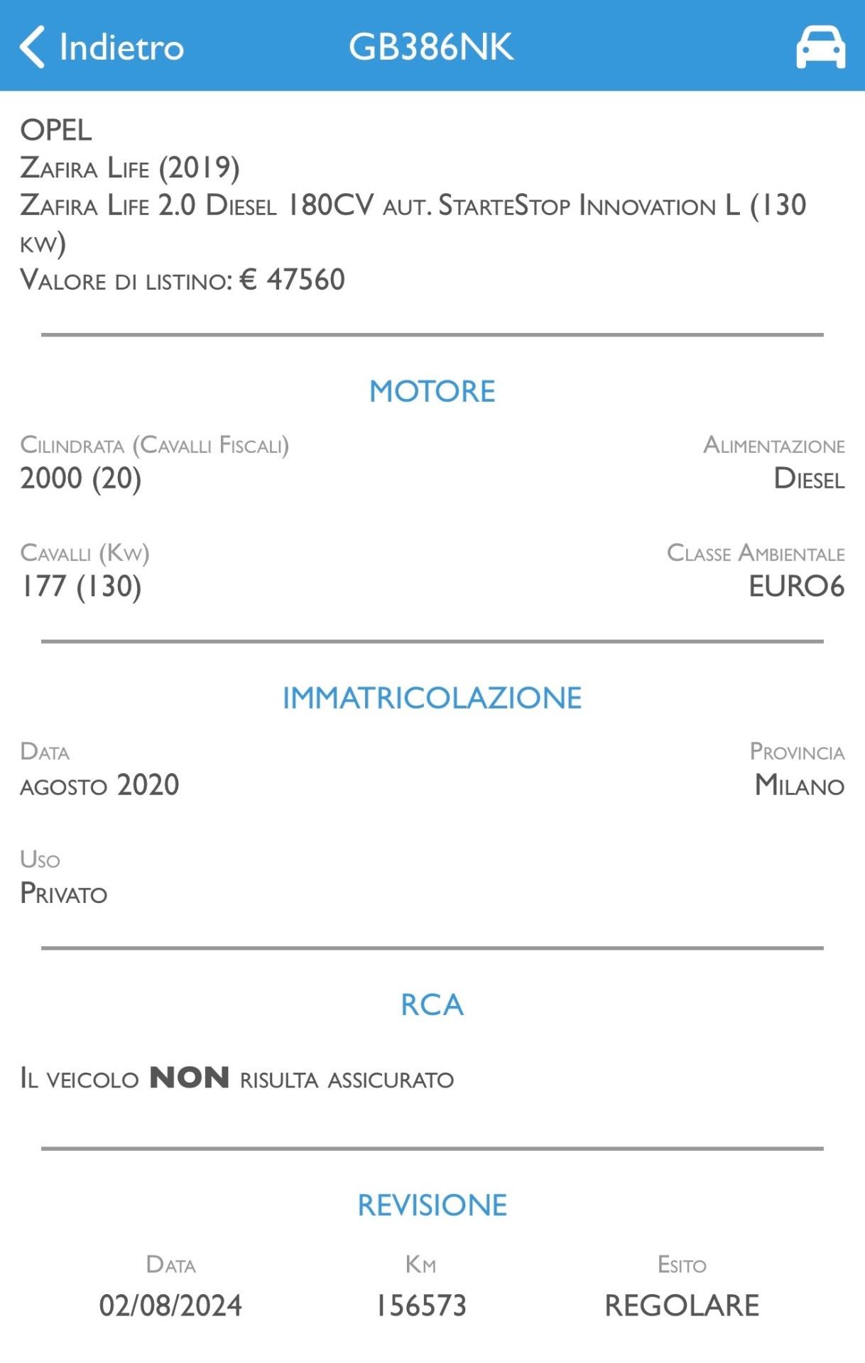 Opel Zafira Life 2.0d 180CV aut. 9posti long