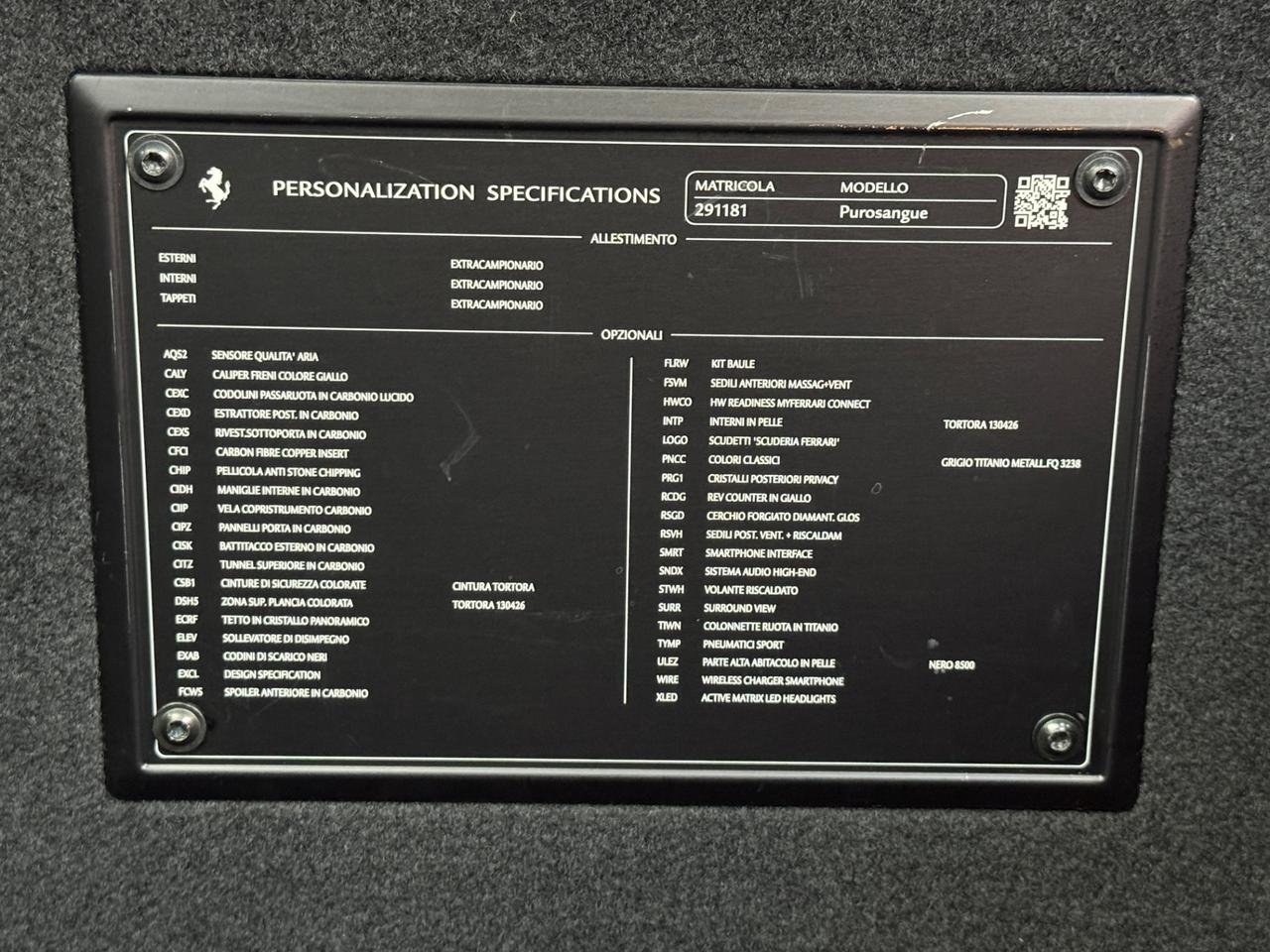 Ferrari Purosangue 6.5 V12 725 CV F1 DCT 8 rapporti – Extracampionari