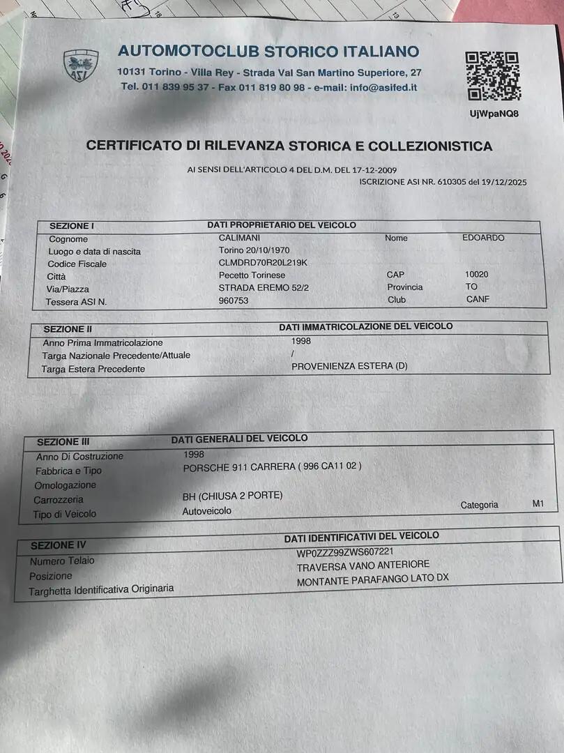 Porsche 911 996 Carrera 2 Coupe manuale