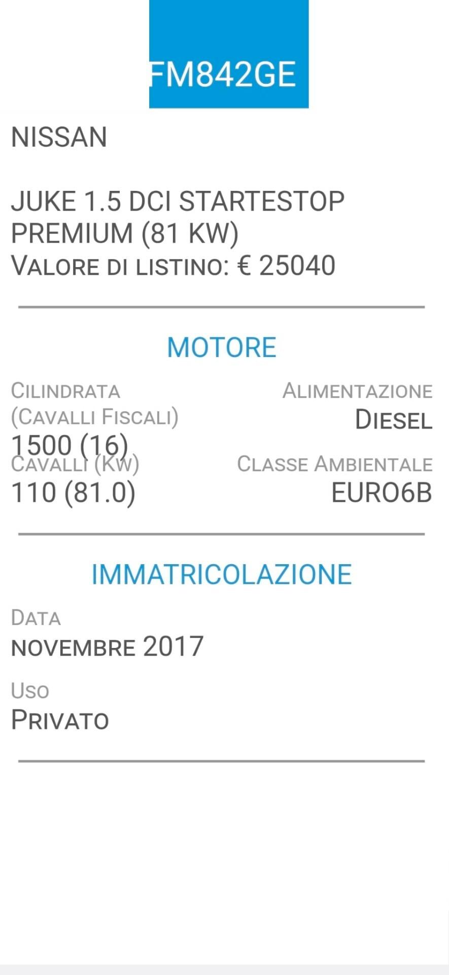 NISSAN JUKE-1,5 dCi-CINTA DIST. NUOVA-6B-TELECAMERA