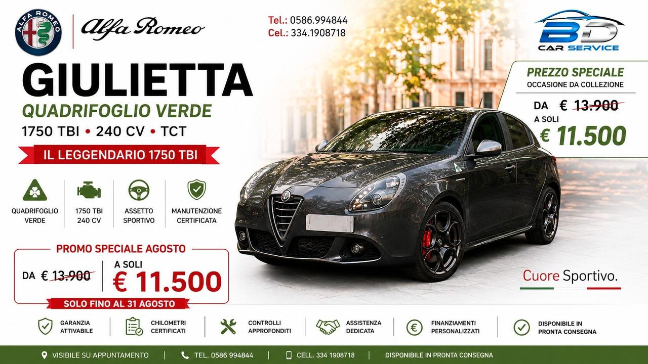 GIULIETTA QUADRIFOGLIO VERDE 1750 TBi | 240 CV TCT | PROMO €11.500