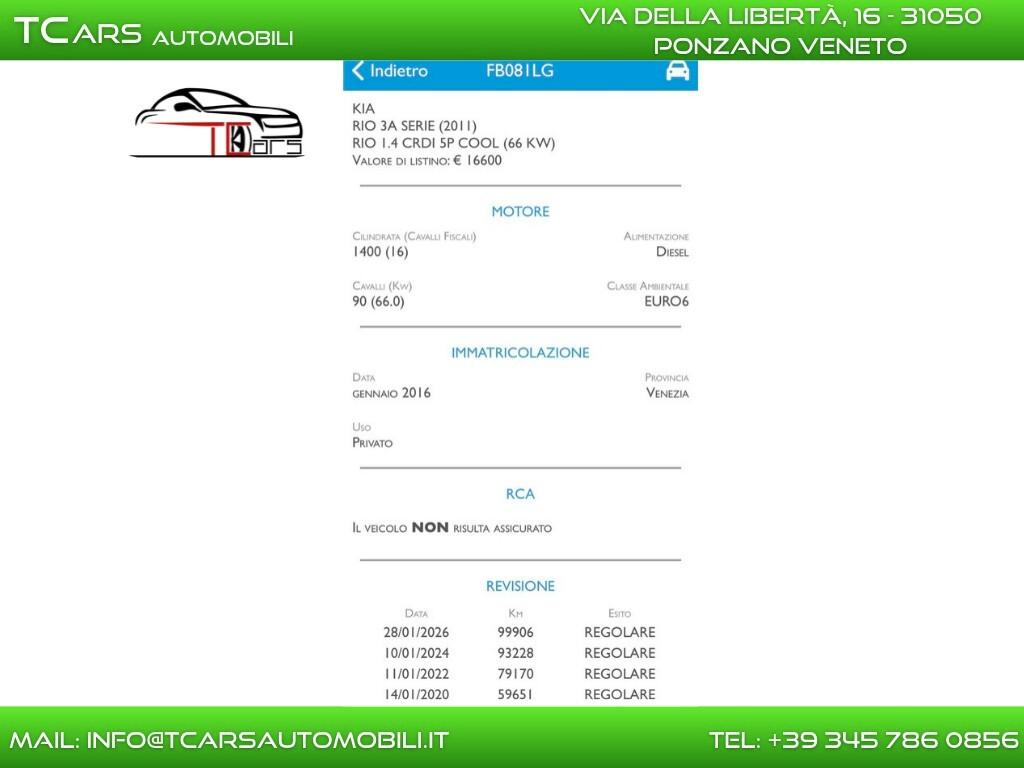 KIA RIO 1.4 CRDI EURO 6 - NEOPATENTATI - 5 PORTE