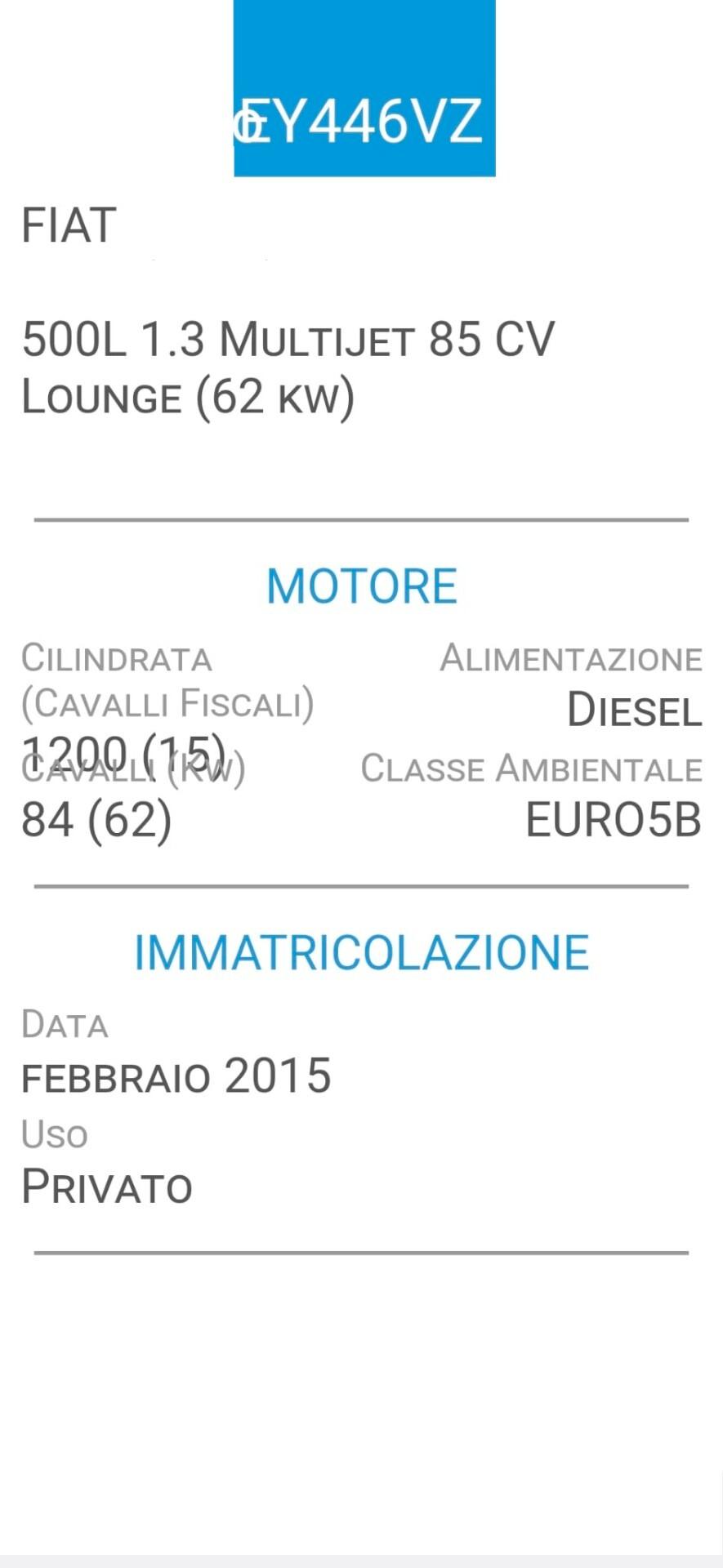 FIAT 500L 1,3 M.JET-KM 85000-4 REVISIONI+TAGLIANDI