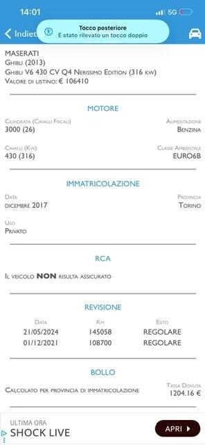 Maserati Ghibli V6 430 CV Q4 Granlusso